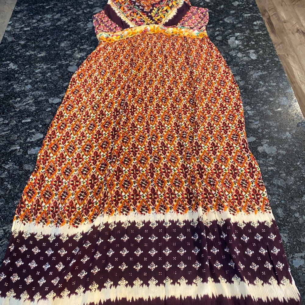 Nostalgia Orange and Purple Maxi Dress